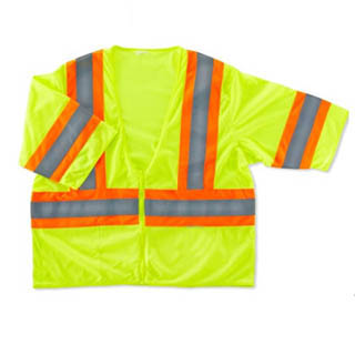 class3 Reflective safety vest with flour-yellow mesh